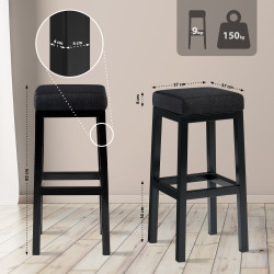 Banqueta de bar Taylor B85, tecido cinza escuro