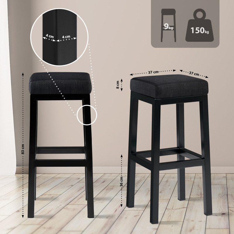 Sgabello da bar Taylor B85, tessuto grigio scuro