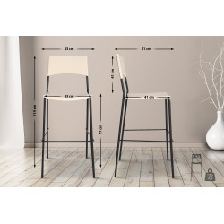 Tabouret de bar Gênes, noir et crème