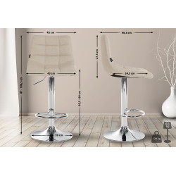 Ensemble de 2 tabourets de bar Jerry, tissu, chrome et crème