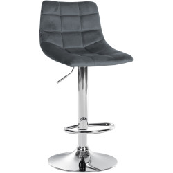 Set di 2 sgabelli da bar Jerry in velluto, cromati, grigio scuro