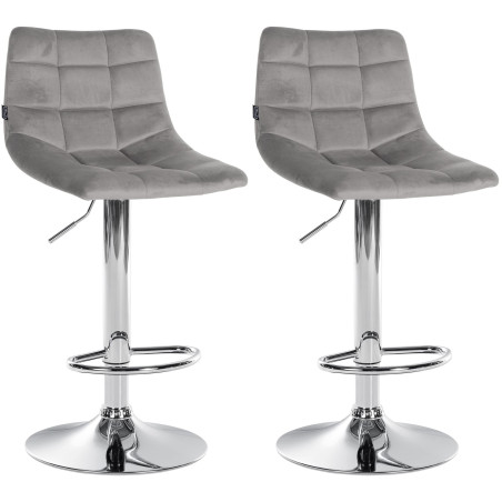 Set di 2 sgabelli da bar Jerry in velluto, grigio cromo