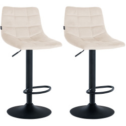 Conjunto de 2 banquetas de bar Jerry em veludo, nas cores preto e creme.