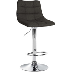 Ensemble de 2 tabourets de bar Jerry, tissu, chrome, gris foncé