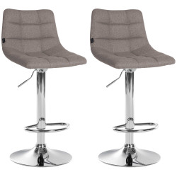 Ensemble de 2 tabourets de bar Jerry, tissu, gris chromé