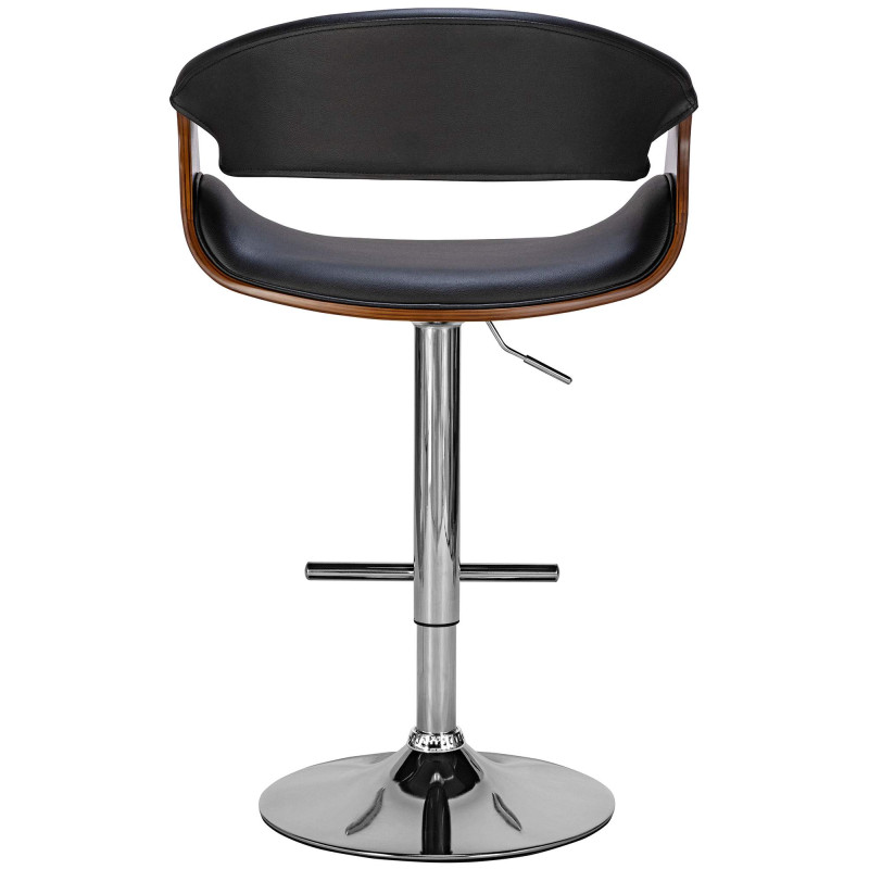 Lot de 2 tabourets de bar Foley, similicuir, noyer/noir