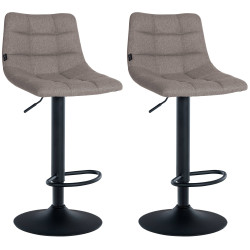 Conjunto de 2 banquetas de bar Jerry, em tecido, preto e cinza.