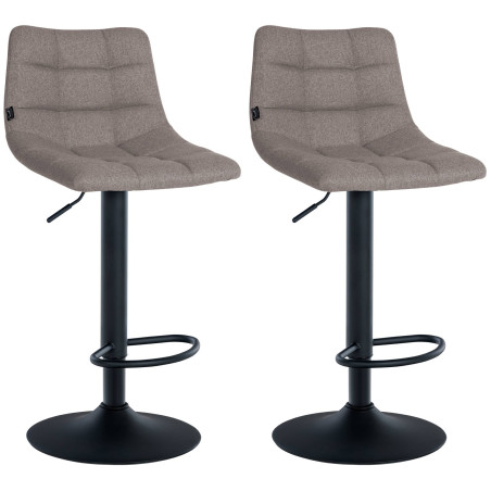 Ensemble de 2 tabourets de bar Jerry, en tissu, noir et gris