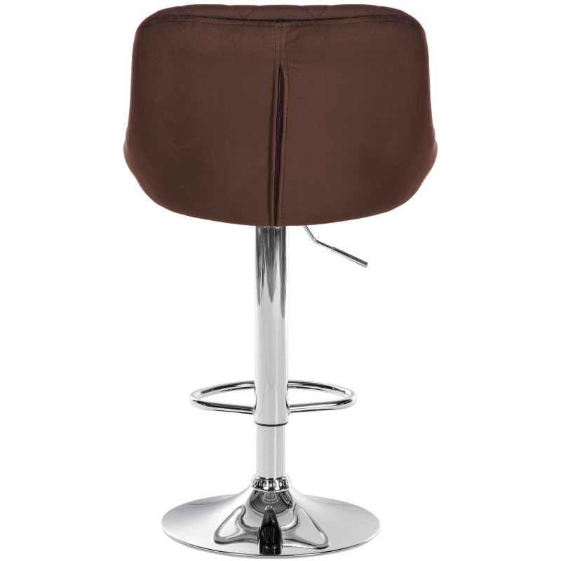 Ensemble de 2 tabourets de bar Lazio en velours, marron chromé