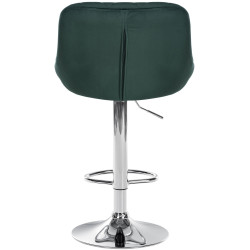 Ensemble de 2 tabourets de bar Lazio, velours, chrome, vert foncé