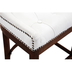 Tabouret de bar Lakewood en cuir véritable, style antique blanc