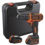 Perceuse-visseuse sans-fil 12V en Coffret BLACK+DECKER (Livrée avec 2 batterie 1,5 Ah + chargeur) - BDCDD12KB-QW