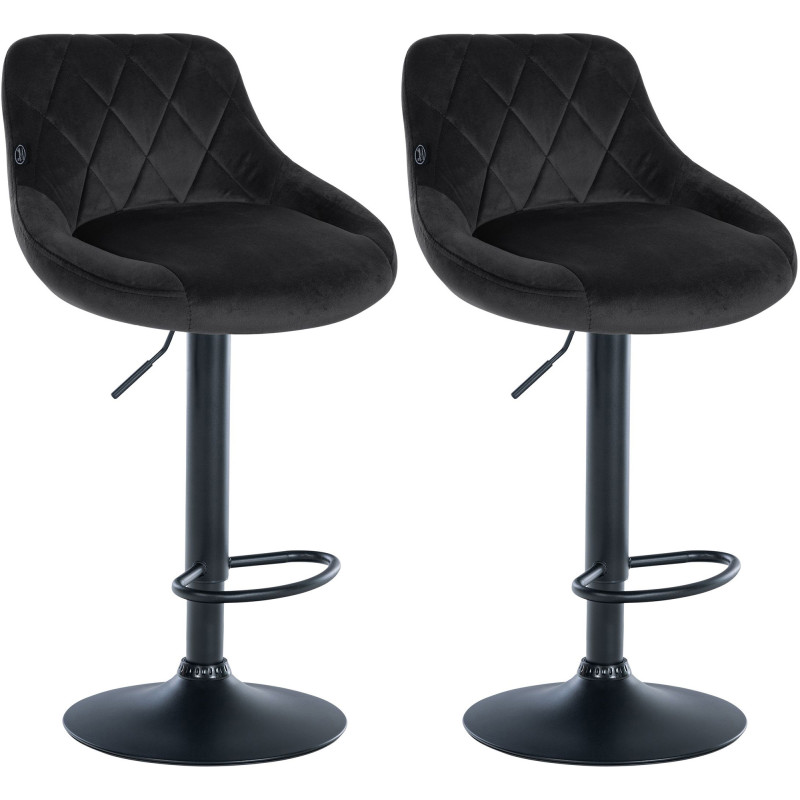 Lot de 2 tabourets de bar Lazio en velours noir