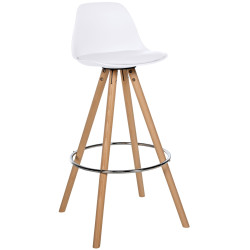 Tabouret de bar Corbin, similicuir, rond, blanc naturel