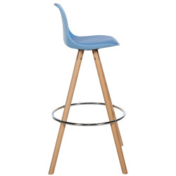Tabouret de bar Corbin, similicuir, rond, bleu naturel