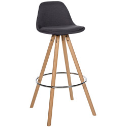 Tabouret de bar rond Corbin en tissu gris naturel foncé