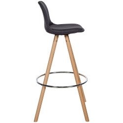 Tabouret de bar rond Corbin en tissu gris naturel foncé
