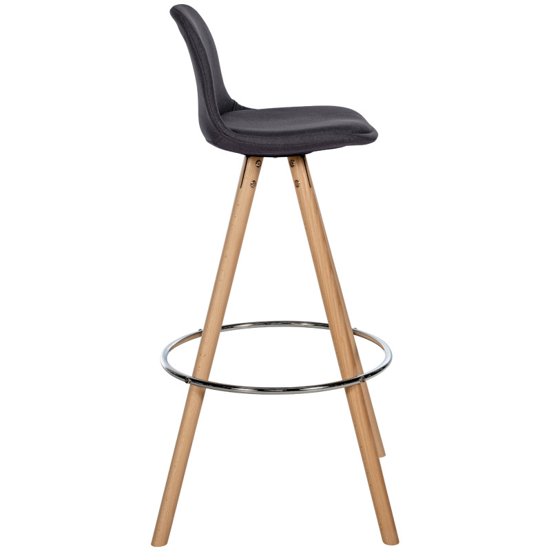 Tabouret de bar rond Corbin en tissu gris naturel foncé
