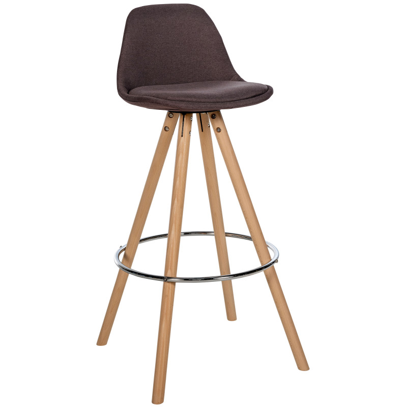 Tabouret de bar Corbin, en tissu, rond, marron naturel