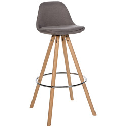 Tabouret de bar Corbin, en tissu, rond, taupe naturel