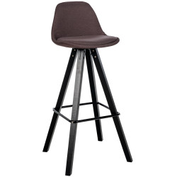 Tabouret de bar Corbin, tissu, carré, noir/marron