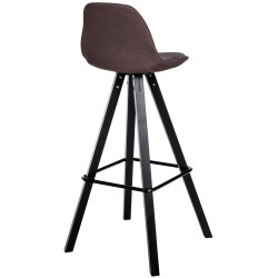 Tabouret de bar Corbin, tissu, carré, noir/marron