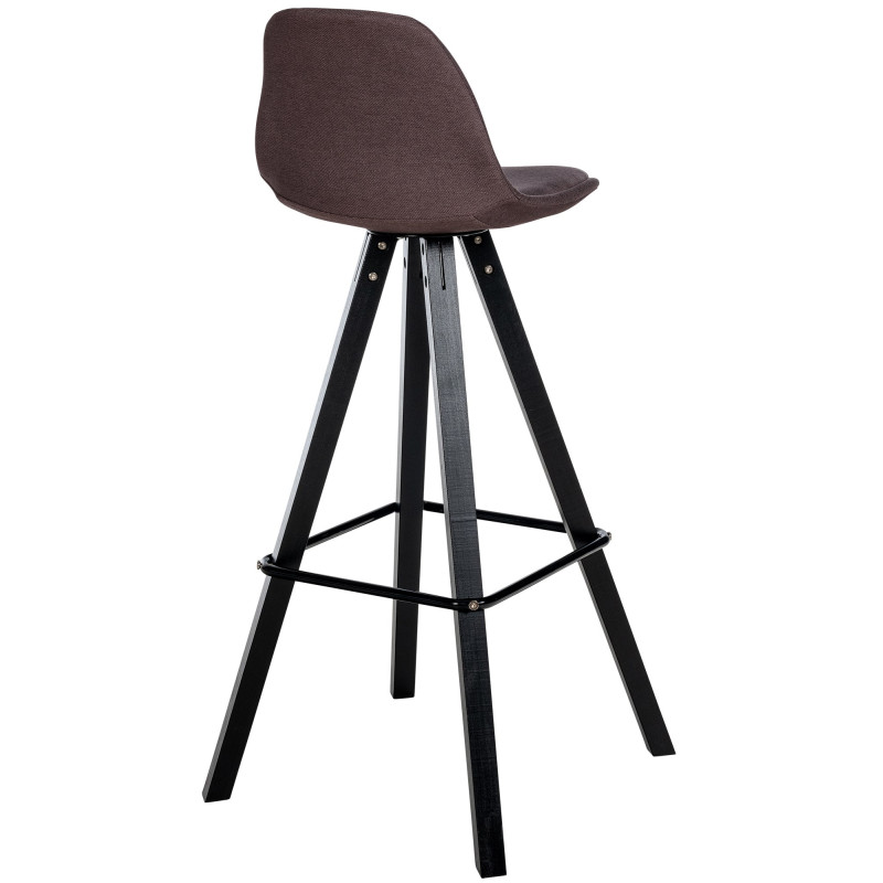 Tabouret de bar Corbin, tissu, carré, noir/marron