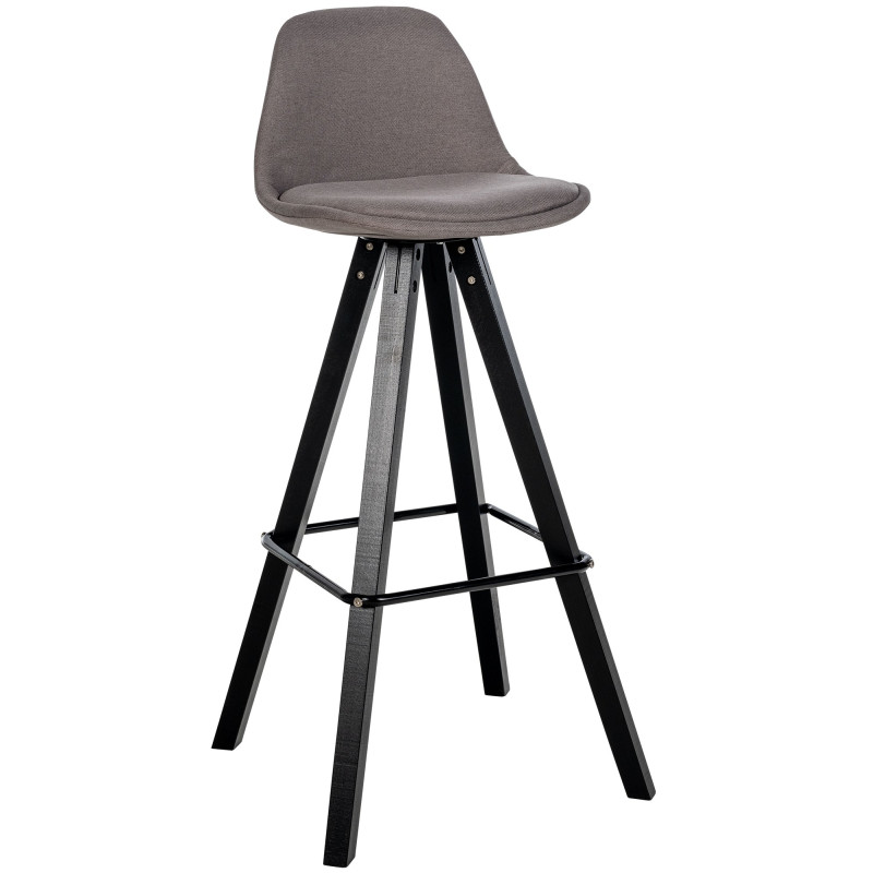 Tabouret de bar Corbin en tissu, carré, noir et taupe