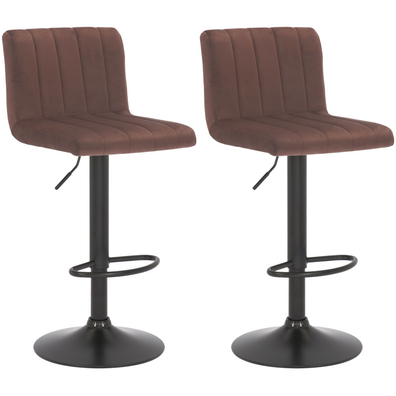 Lot de 2 tabourets de bar Jamie en velours marron