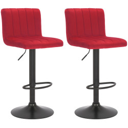 Conjunto de 2 banquetas de bar Jamie em veludo vermelho.