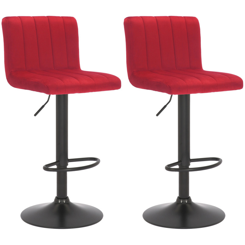 Juego de 2 taburetes de bar Jamie de terciopelo, rojos