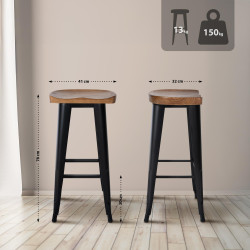 Lot de 2 tabourets de bar Clara noirs