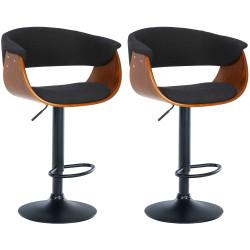 Conjunto de 2 banquetas de bar Vestal em tecido cor nogueira/preto