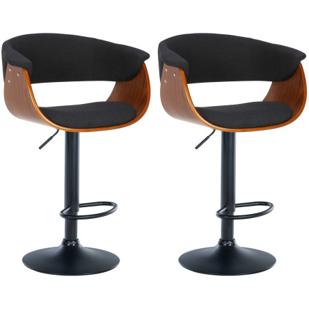 Ensemble de 2 tabourets de bar Vestal en tissu noyer/noir