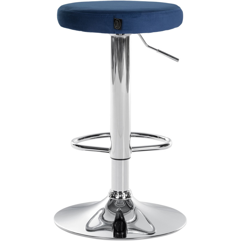 Conjunto de 2 banquetas de bar Ponte em veludo, azul cromado