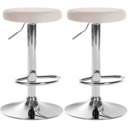 Set di 2 sgabelli da bar Ponte in velluto, cromati e crema