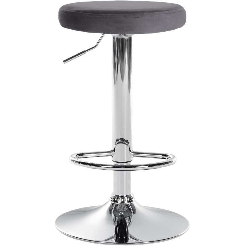 Ensemble de 2 tabourets de bar Ponte, velours, chrome, gris foncé