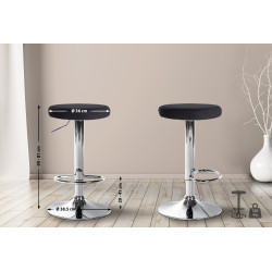 Ensemble de 2 tabourets de bar Ponte, velours, chrome, noir
