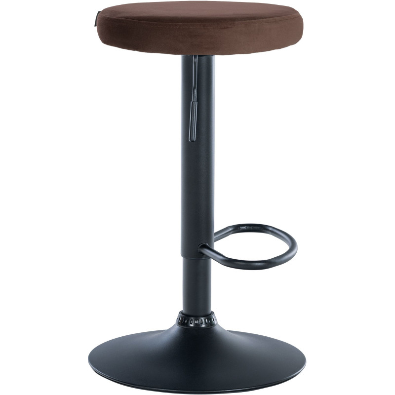 Ensemble de 2 tabourets de bar en velours Ponte, noir et marron