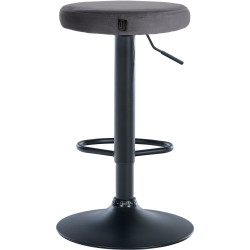 Ensemble de 2 tabourets de bar en velours Ponte, noir/gris foncé