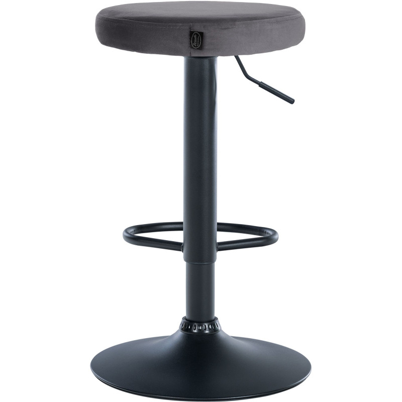 Juego de 2 taburetes de bar Ponte de terciopelo, negro/gris oscuro