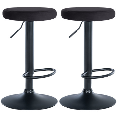 Conjunto de 2 banquetas de bar em veludo Ponte, pretas.