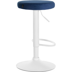 Ensemble de 2 tabourets de bar en velours Ponte, blanc et bleu