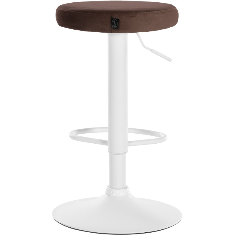 Ensemble de 2 tabourets de bar en velours Ponte, blanc/marron