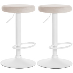 Set di 2 sgabelli da bar Ponte in velluto, bianco/crema
