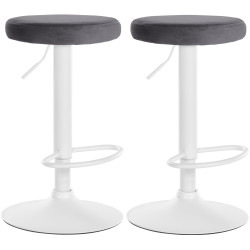 Conjunto de 2 banquetas de bar Ponte, em veludo, branco/cinza escuro