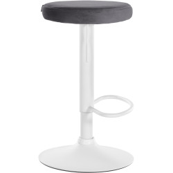 Ensemble de 2 tabourets de bar Ponte, velours, blanc/gris foncé