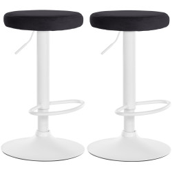Ensemble de 2 tabourets de bar Ponte, velours, blanc/noir