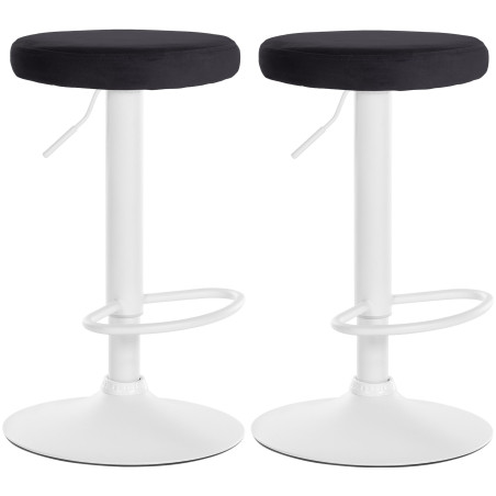 Ensemble de 2 tabourets de bar Ponte, velours, blanc/noir