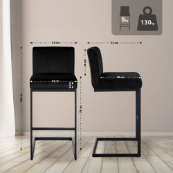 Tabouret de bar Hopewell velours B noir